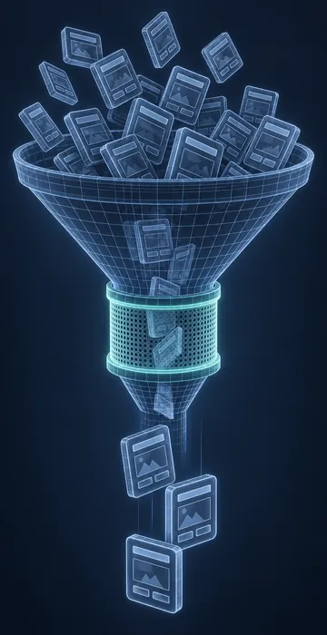 AI Content Curation for Learning Teams – Find What Already Exists - 3D Wireframe Animation