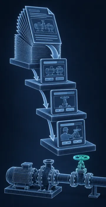 Using AI to Turn SOPs and Manuals into Training - 3D Wireframe Animation